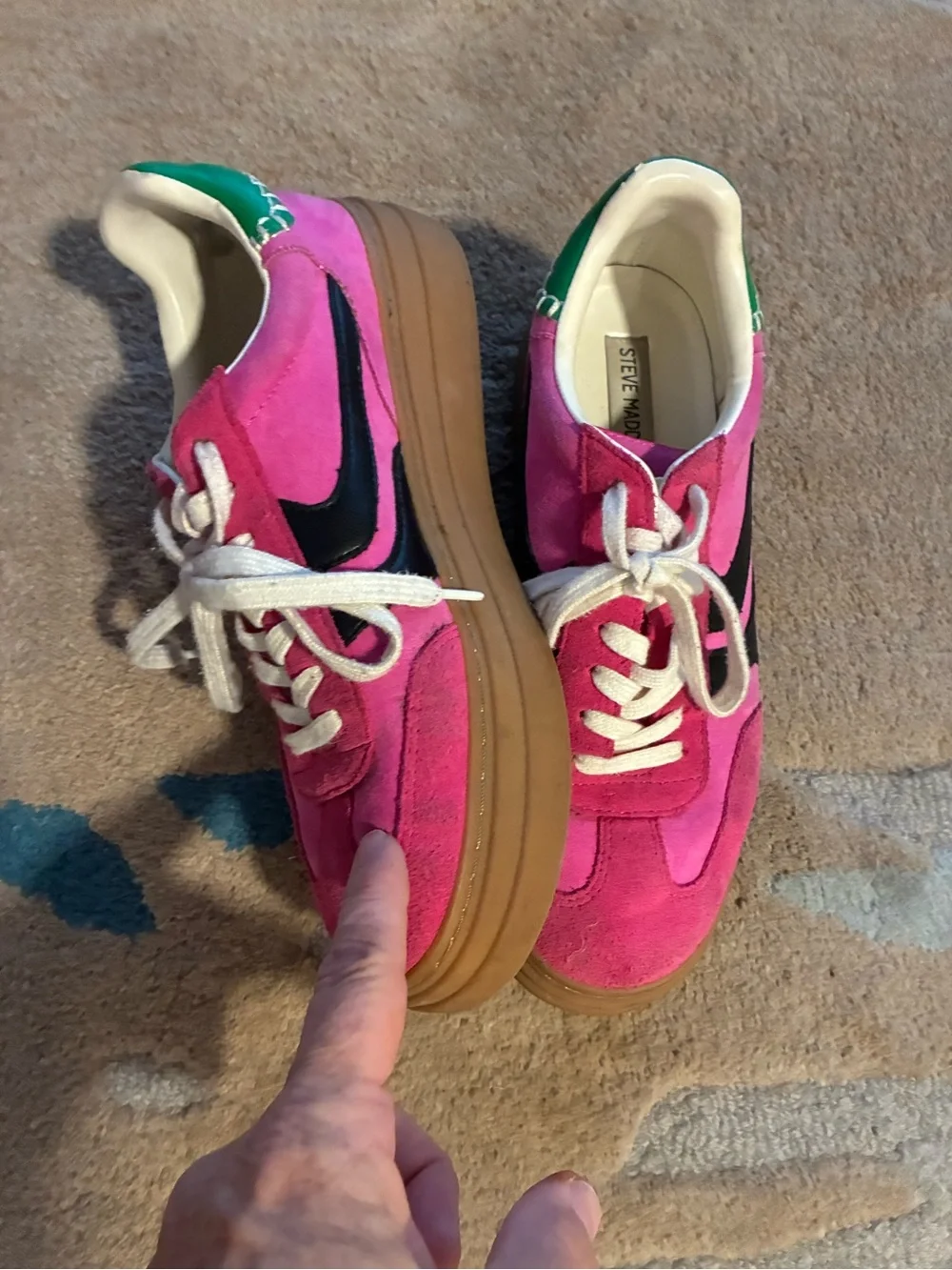 Steve Madden Pink Suede Lace-Up platform Sneakers